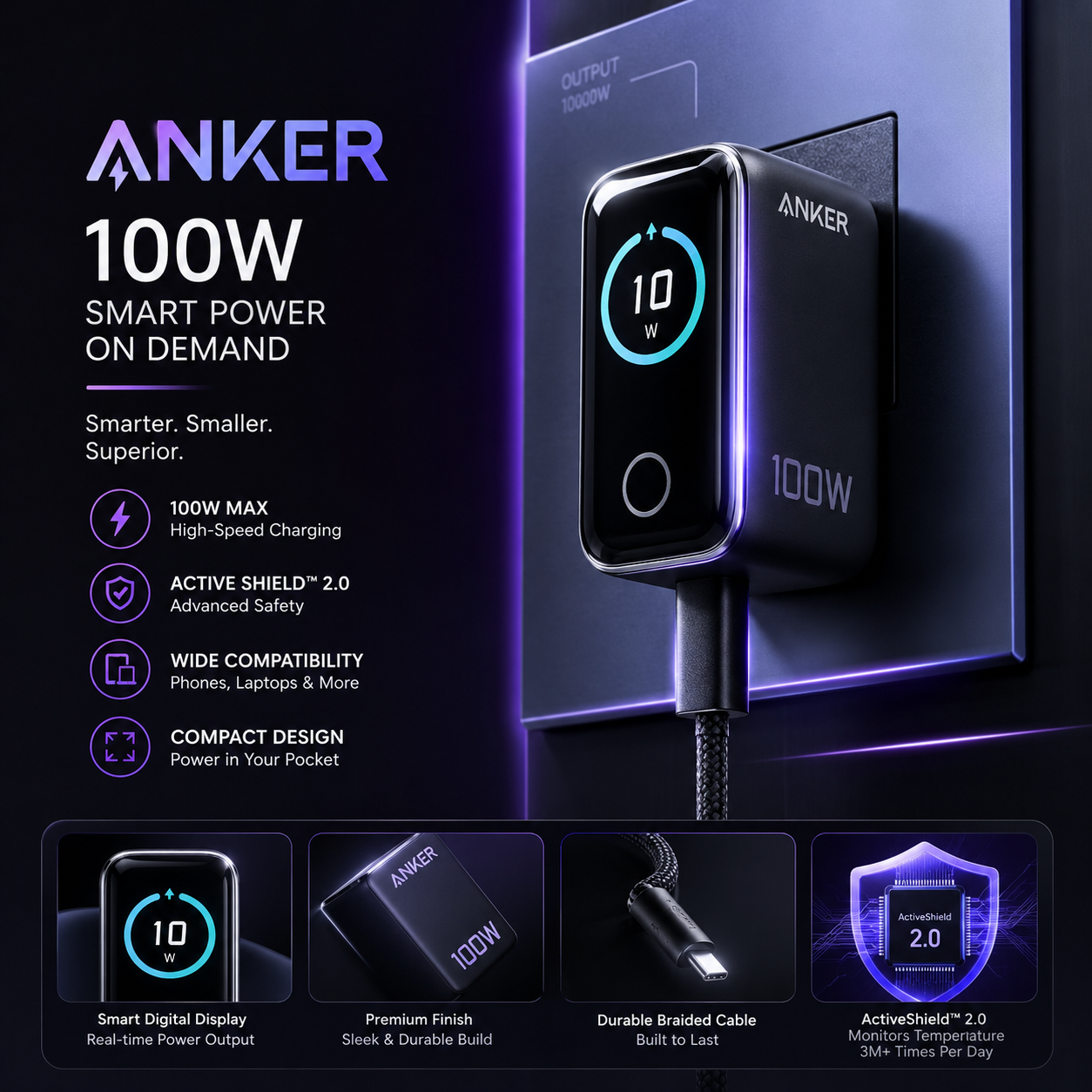 Anker 100W Smart Display Fast Charger Lite – Chinese Version